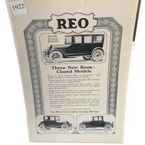 Vintage 1922 REO Three New REOs Closed Models Ad Advertisement